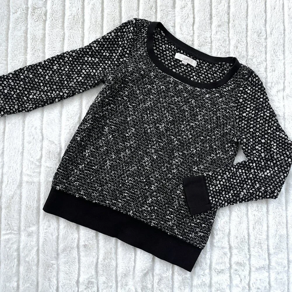 LOFT Textured Knit Sweater (Black/White) M